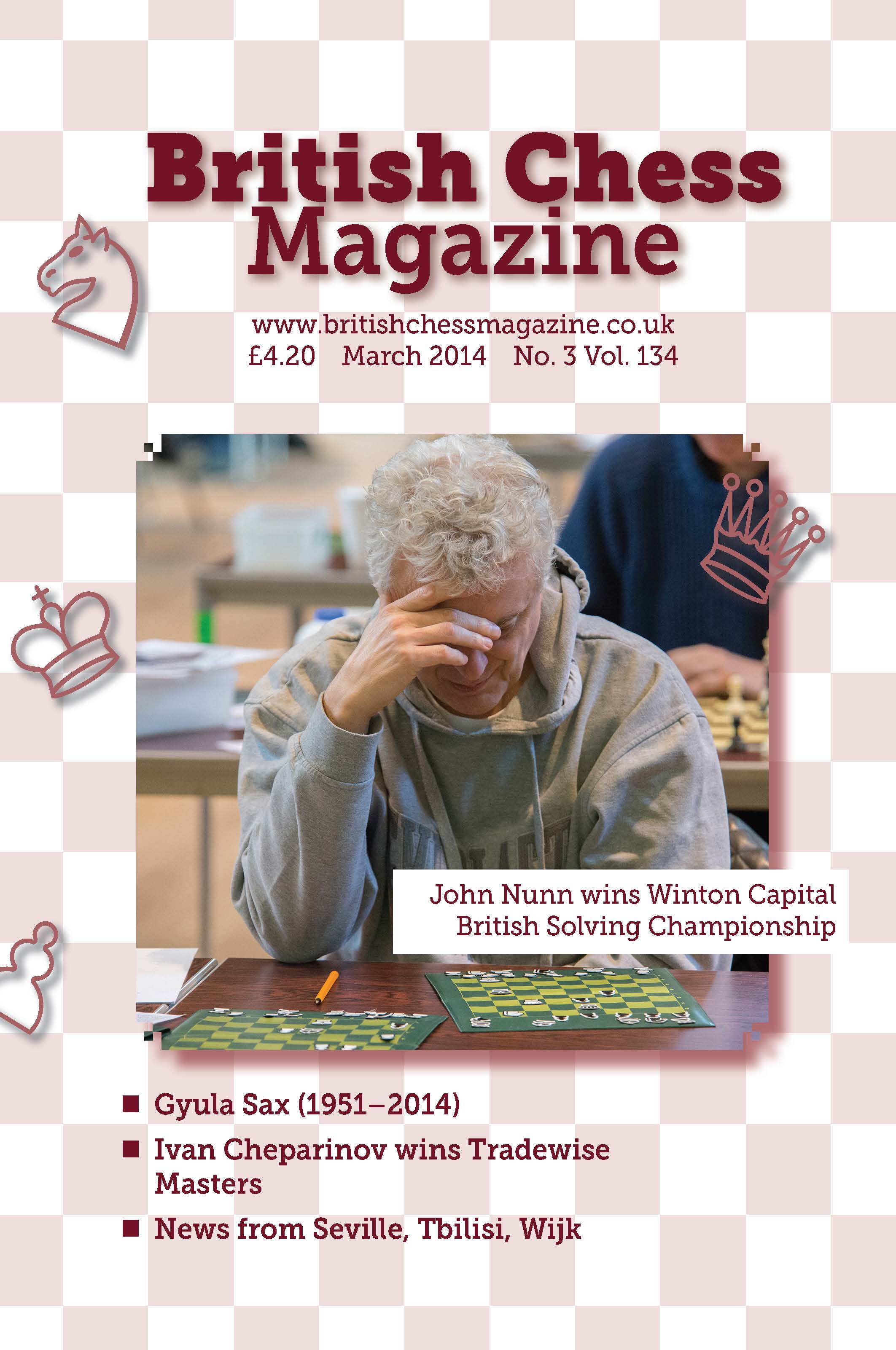 This is the product image for British Chess Magazine - Back Issues Any Year. Detail: BCM. Product ID: BCM-BACKISSUES.
 
				Price: $10.00.
