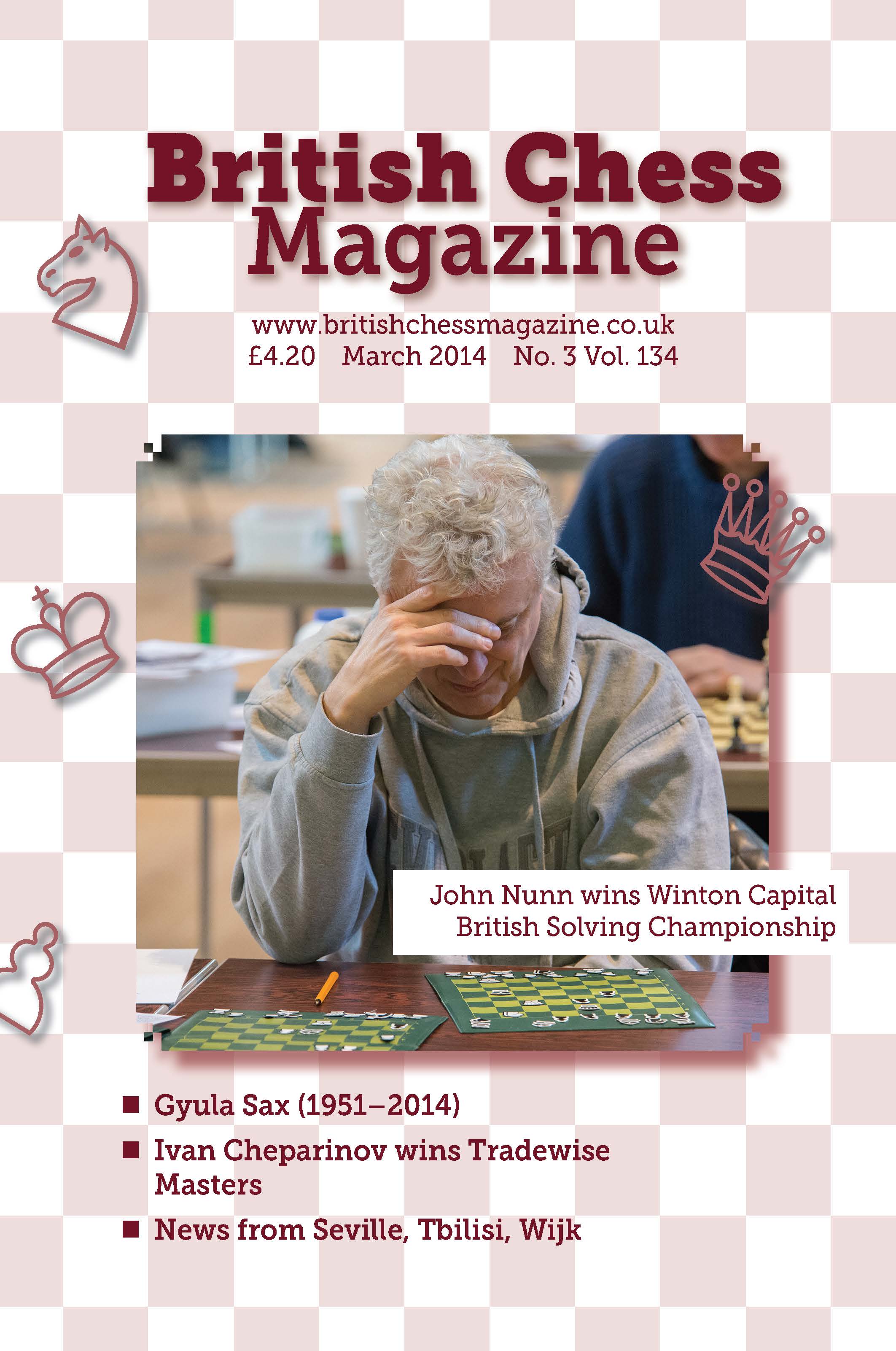 This is the product image for British Chess Magazine - Back Issues Any Year. Detail: BCM. Product ID: BCM-BACKISSUES.
 
				Price: $10.00.