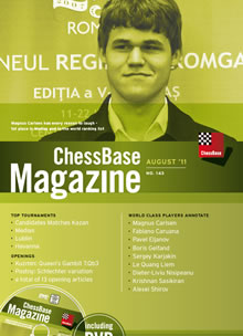 This is the product image for ChessBase Magazine 143 DVD. Detail: CHESSBASE. Product ID: CBM143.
 
				Price: $29.95.