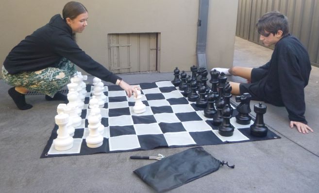 This is the product image for Small Giant Chess + Nylon Mat. Detail: OUTDOORS. Product ID: GCSN.
 
				Price: $170.00.